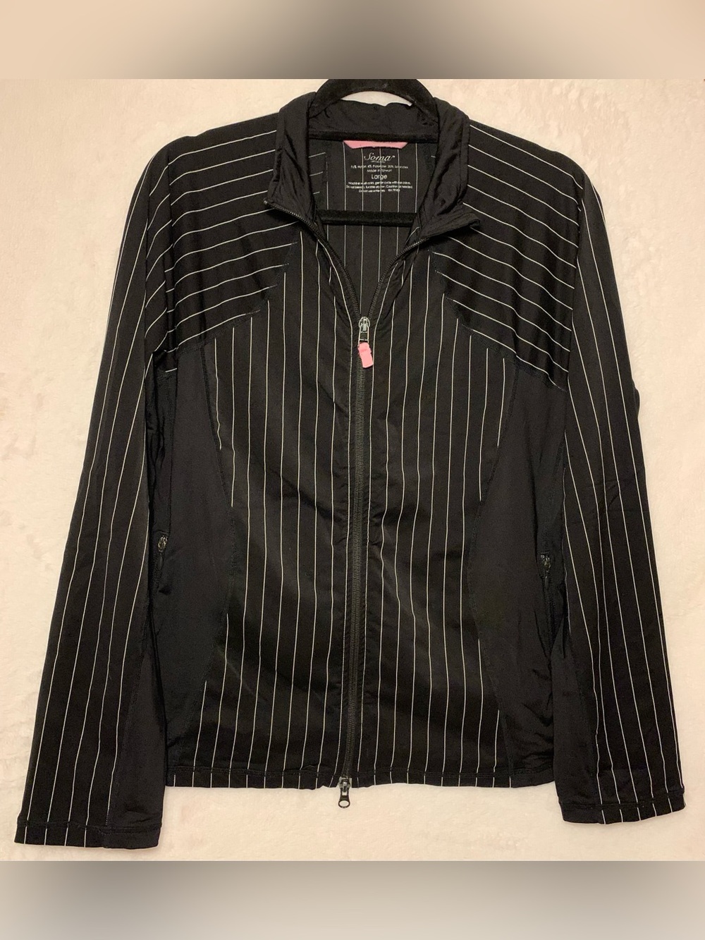 Soma Black Pinstripe Zip-Up Jacket
